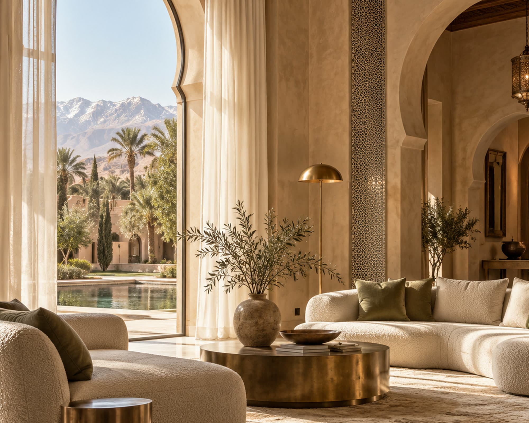 The palace lobby lounge in soft morning light