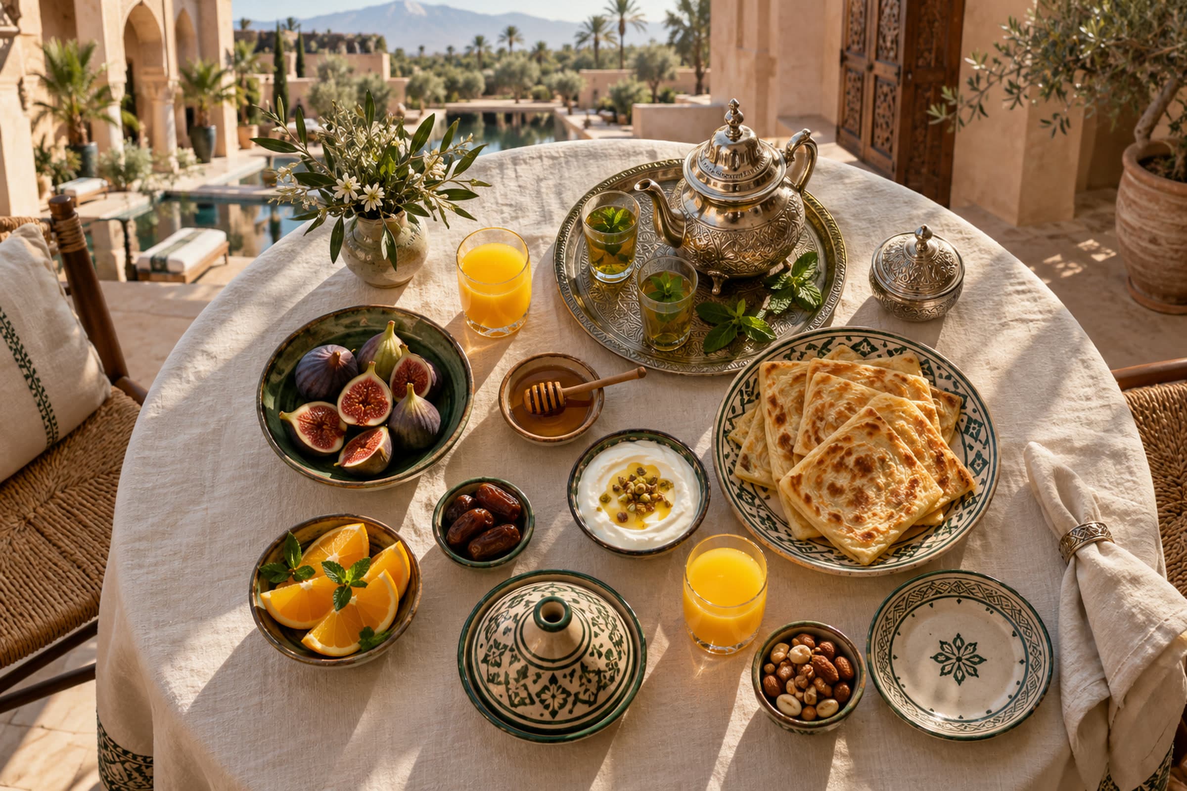 Moroccan breakfast served in the suite